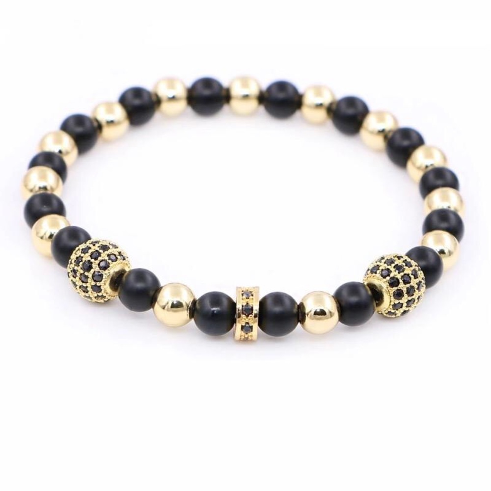 Beaded Bracelet with Micro Pave Charms